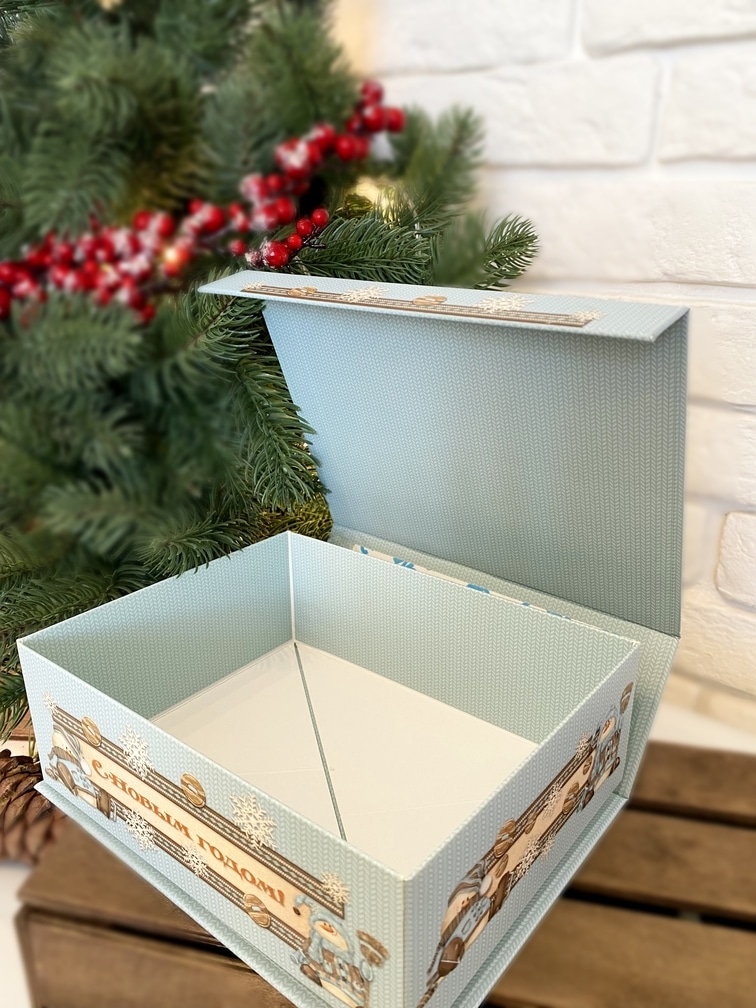 Коробка шкатулка подарочная "Веселые снеговички" — изображение 3